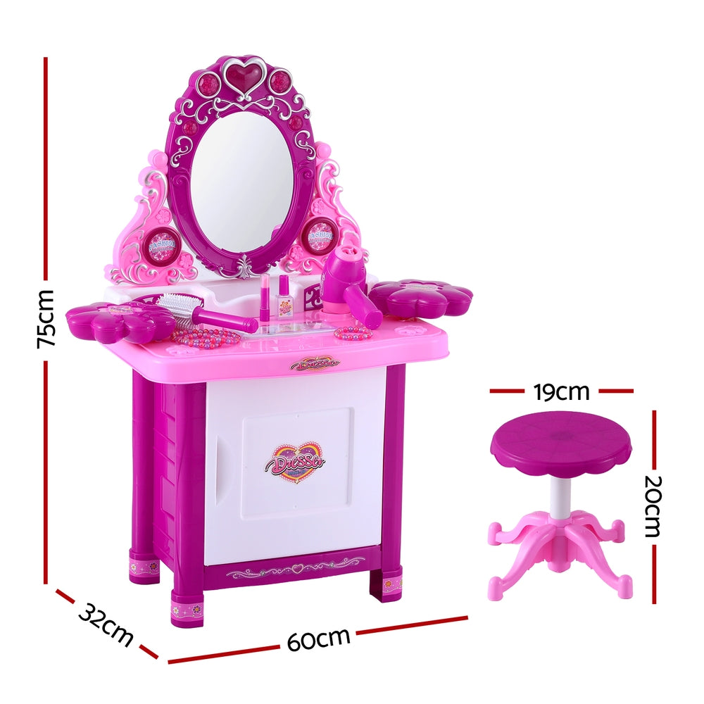 Keezi Kids Makeup Vanity Dress Up Set with Chair Pink