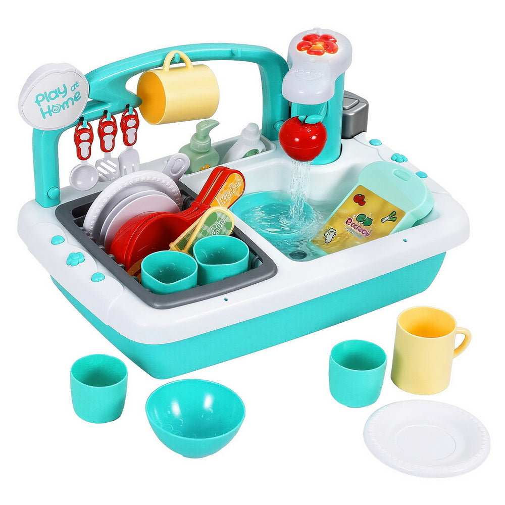 Keezi Kids Pretend Play Kitchen Sink and Dishwasher Green