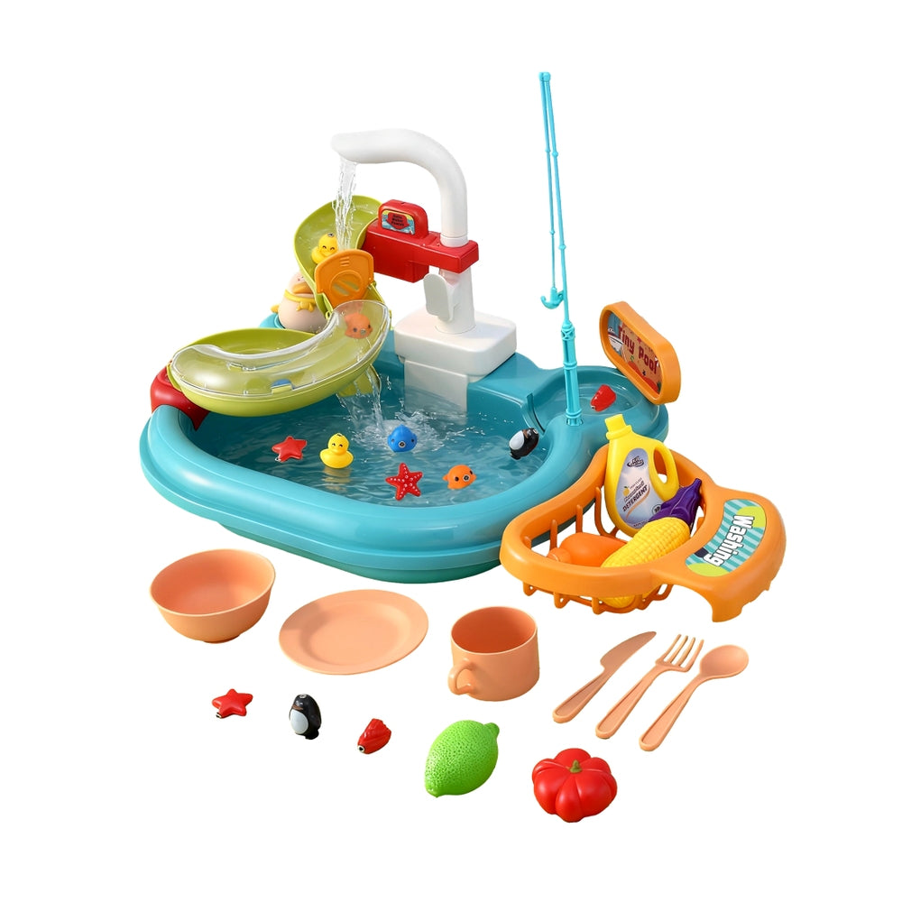 Keezi Kids Kitchen Sink and Fishing Play Set Multicolor
