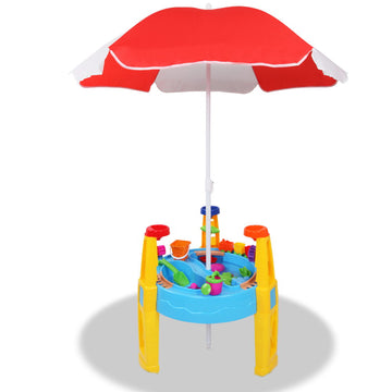 Keezi Sand and Water Table Play Set 26 Pieces Adjustable Umbrella Plastic