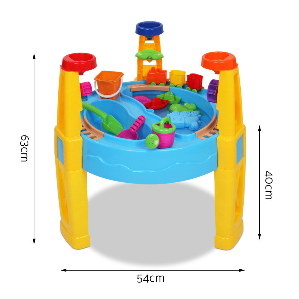 Keezi Sand and Water Table Play Set 26 Pieces Adjustable Umbrella Plastic