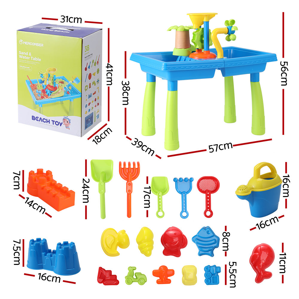 Keezi Sand and Water Table with Windmill 56cm Outdoor Play