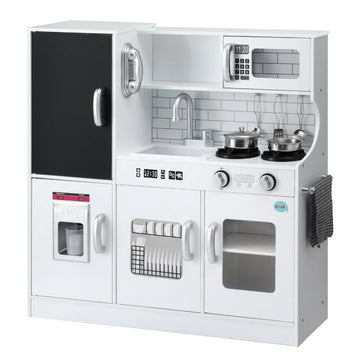 Keezi Wooden Kitchen Play Set with Cooking Accessories White