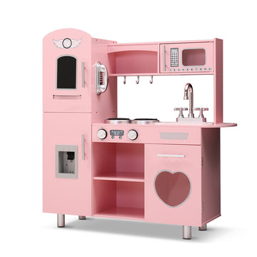Keezi Wooden Kitchen Play Set Water Dispenser Pink
