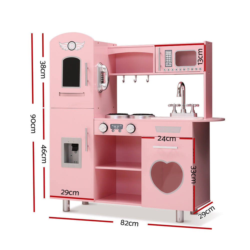 Keezi Wooden Kitchen Play Set Water Dispenser Pink