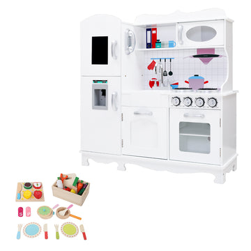 Keezi Wooden Kitchen Play Set White 85cm