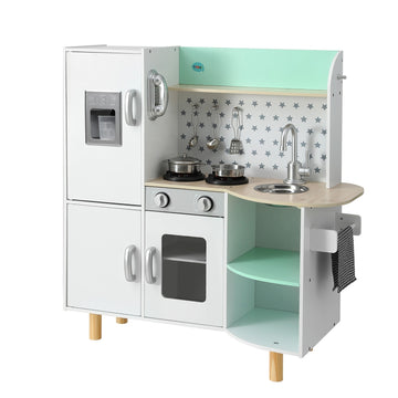 Keezi Wooden Kitchen Play Set with Oven and Fridge 85cm Green
