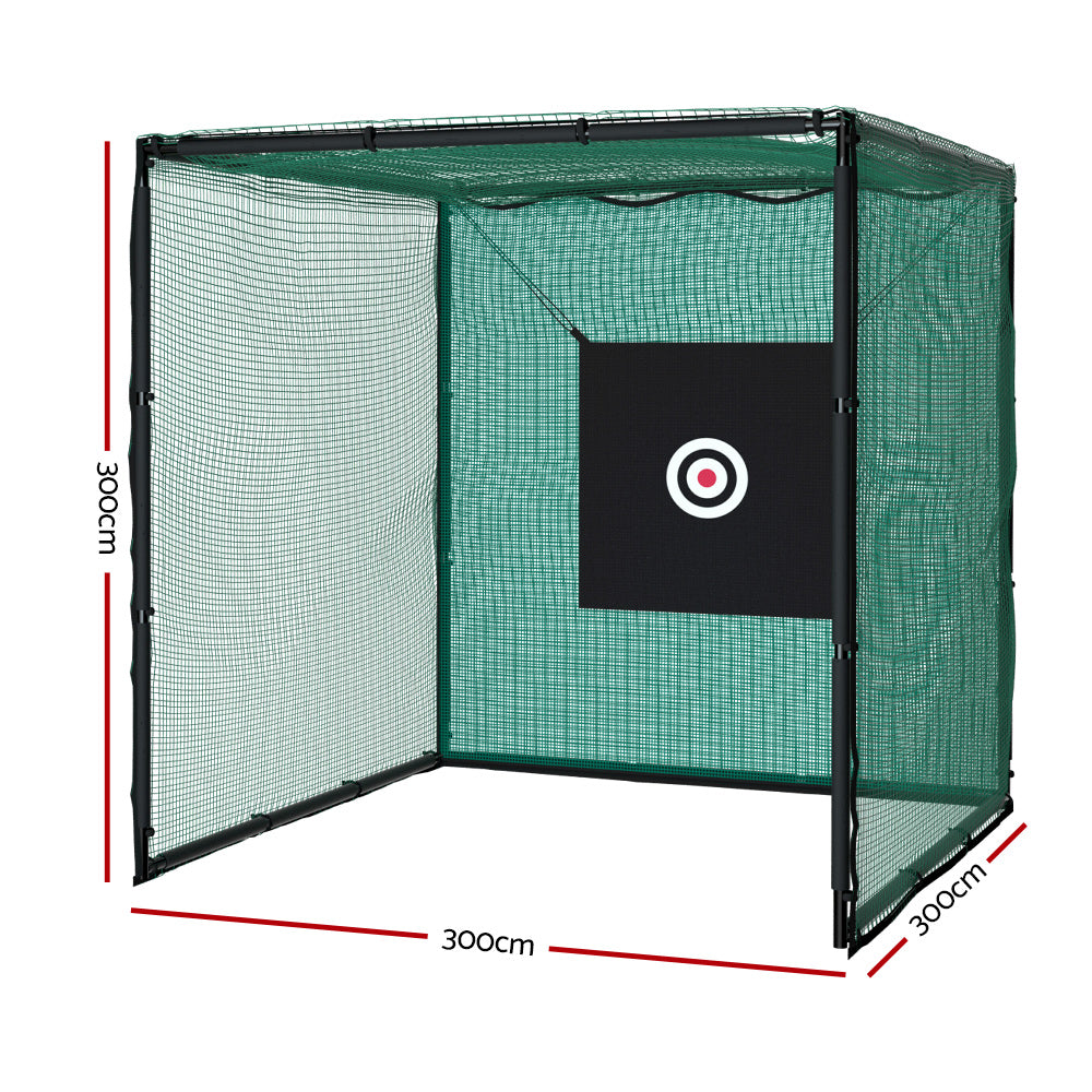 Everfit Multipurpose Golf Practice Cage Steel Frame 3m Black Green