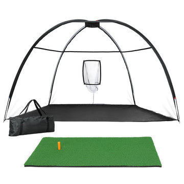 Everfit Golf Practice Net and Mat Combo 3.5m Black