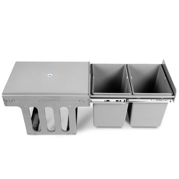 Cefito Pull-Out Kitchen Bin Double Basket 2x15L Grey
