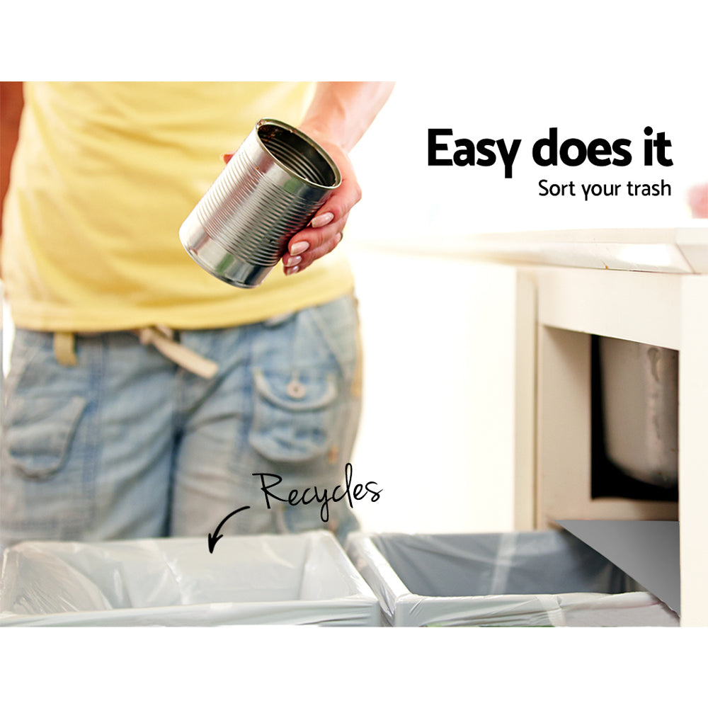 Cefito Pull-Out Kitchen Bin Double Basket 2x15L Grey