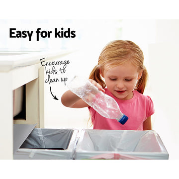 Cefito Under Sink Pull Out Bin Dual Compartment 40L Grey