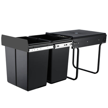 Cefito Pull Out Kitchen Waste Bin 2x20L Black