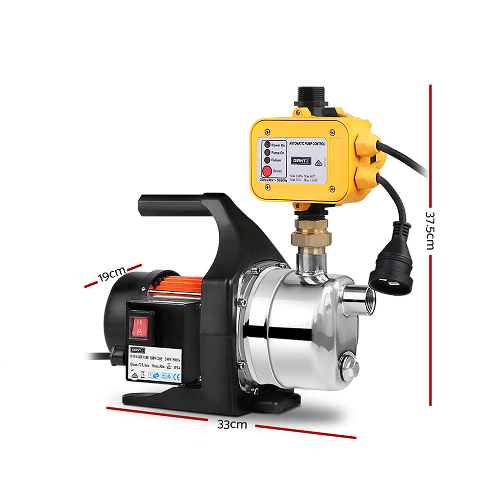 Giantz Garden Water Pump 1500W Pressure Tank Irrigation 72L/min 52m Yellow