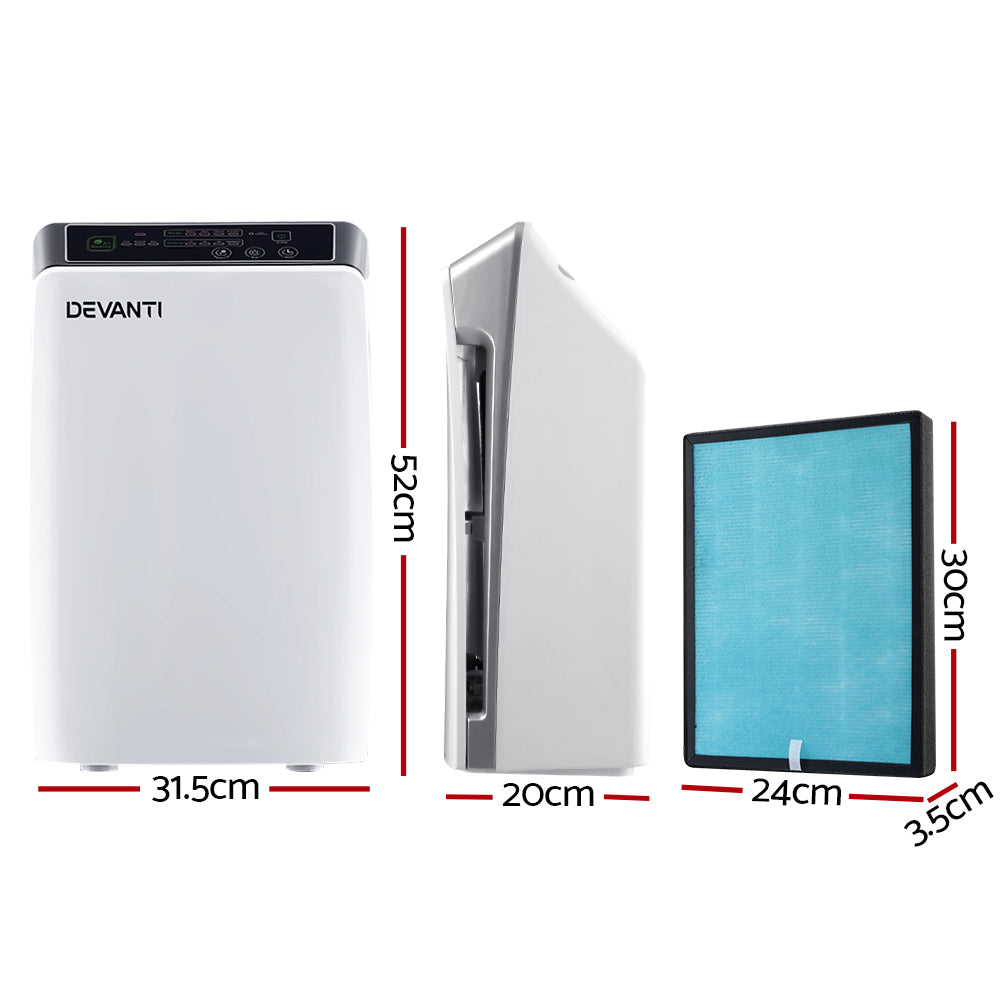 Devanti HEPA Air Purifier for Allergies 30m² White