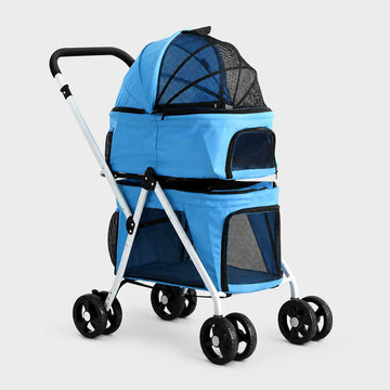 i.Pet Two-Tier Pet Stroller Blue 3-in-1 Convertible Design