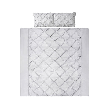 Giselle Bedding Quilt Cover Set Diamond Pintuck Grey Microfibre Queen