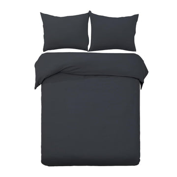 Giselle Bedding Pinch Pleated Quilt Cover Set 3-Piece Black Microfibre Super King
