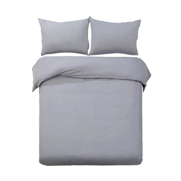 Giselle Bedding Quilt Cover Set Classic Pinch Pleated Grey Microfibre Queen