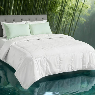 Giselle Bedding 200GSM Summer Bamboo Quilt Lightweight Double White