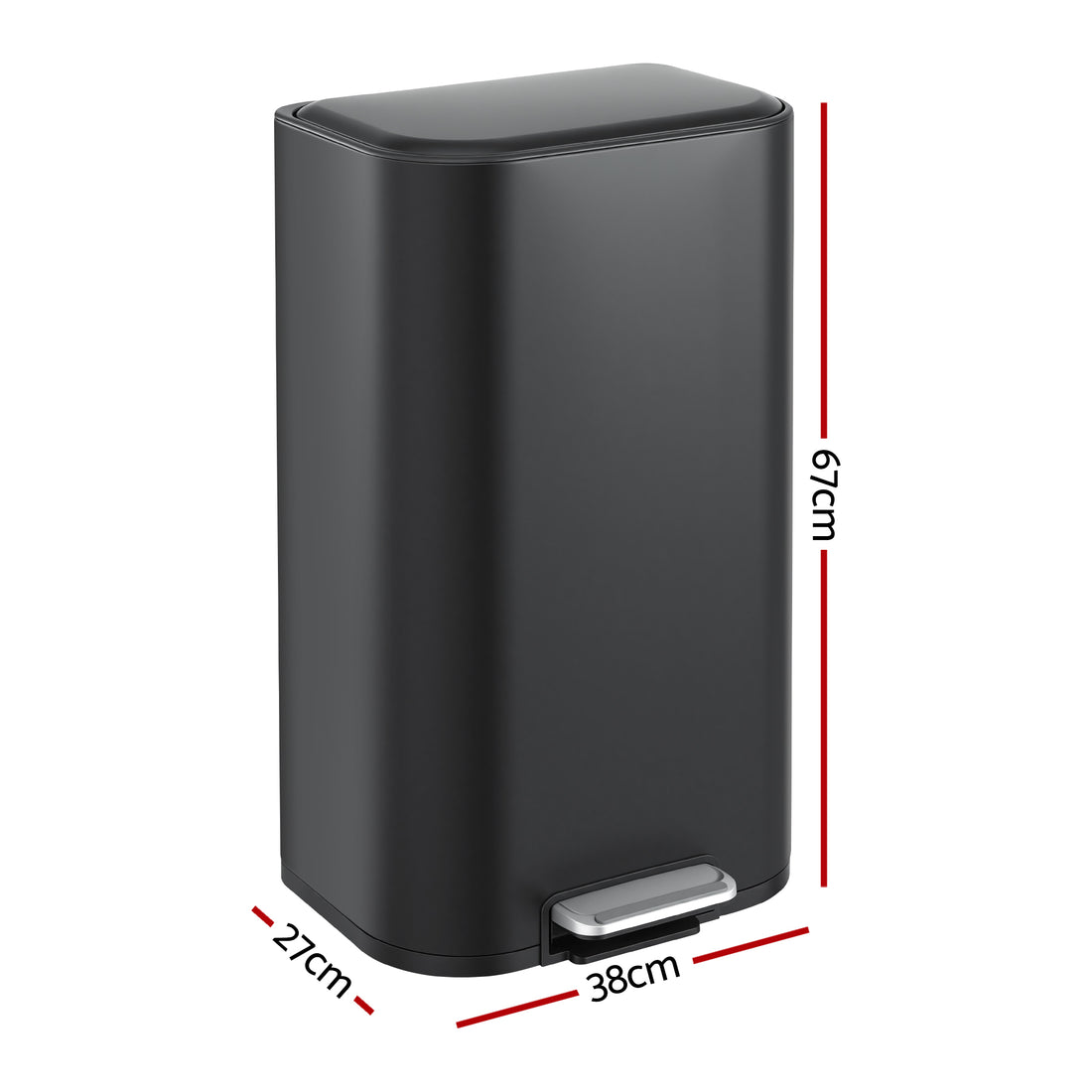 Cefito 40L Pedal Bin Steel Soft Close Lid Black