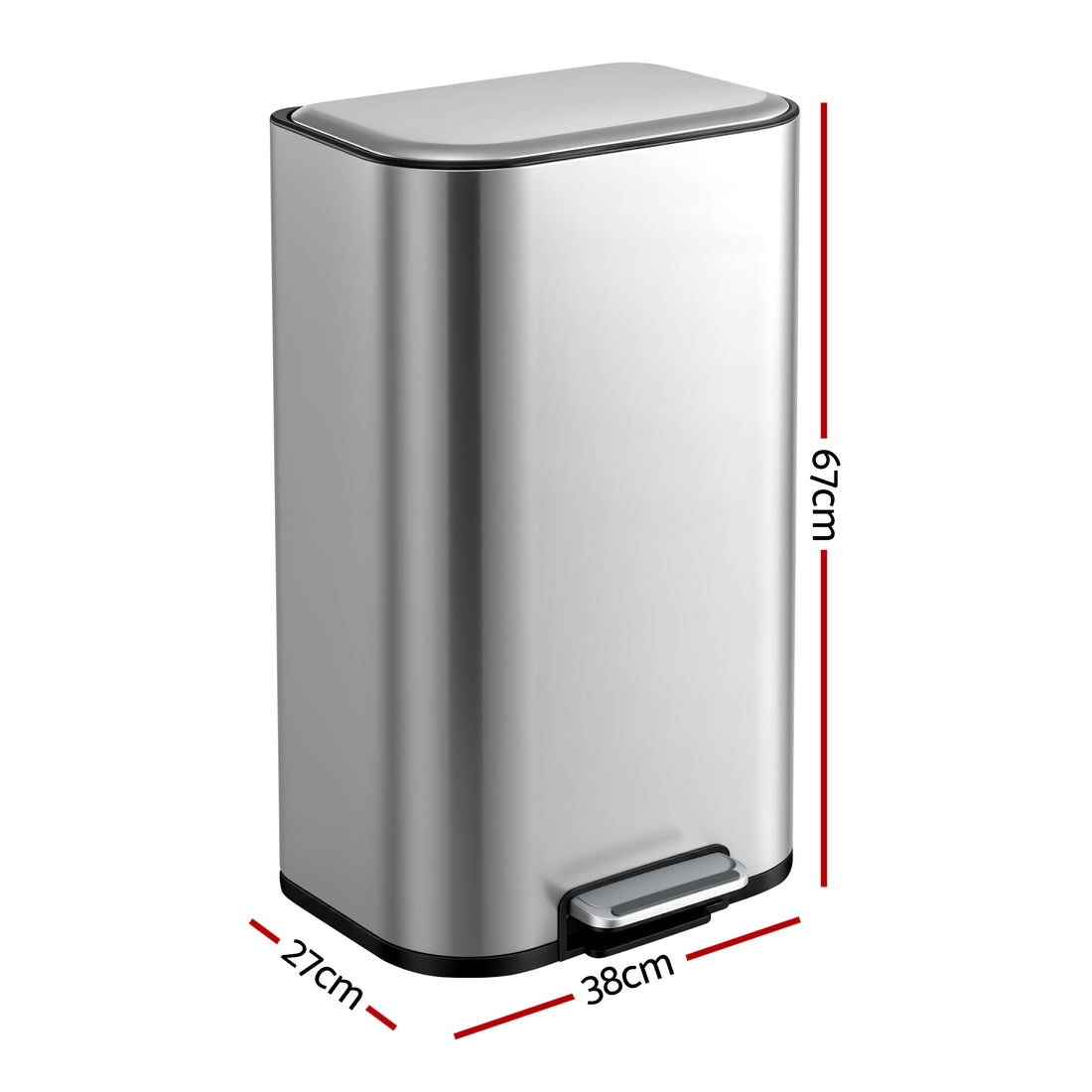 Cefito 40L Pedal Bin Steel Soft Close Silver