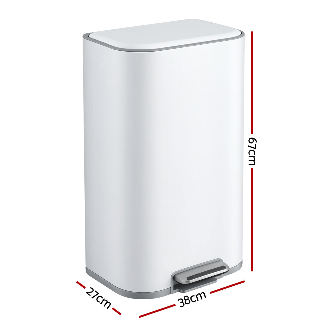 Cefito 40L Pedal Bin Steel Soft Close White