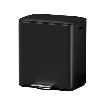 Cefito Dual Compartment Pedal Bin 40L Soft Close Black Carbon Steel