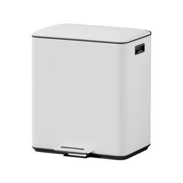 Cefito Dual Compartment Pedal Bin 40L Soft Close White Carbon Steel