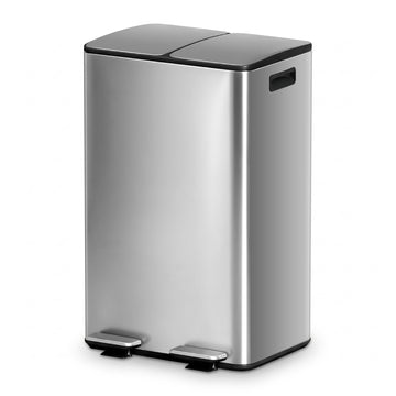 Cefito Dual Compartment Pedal Bin 60L Carbon Steel Silver