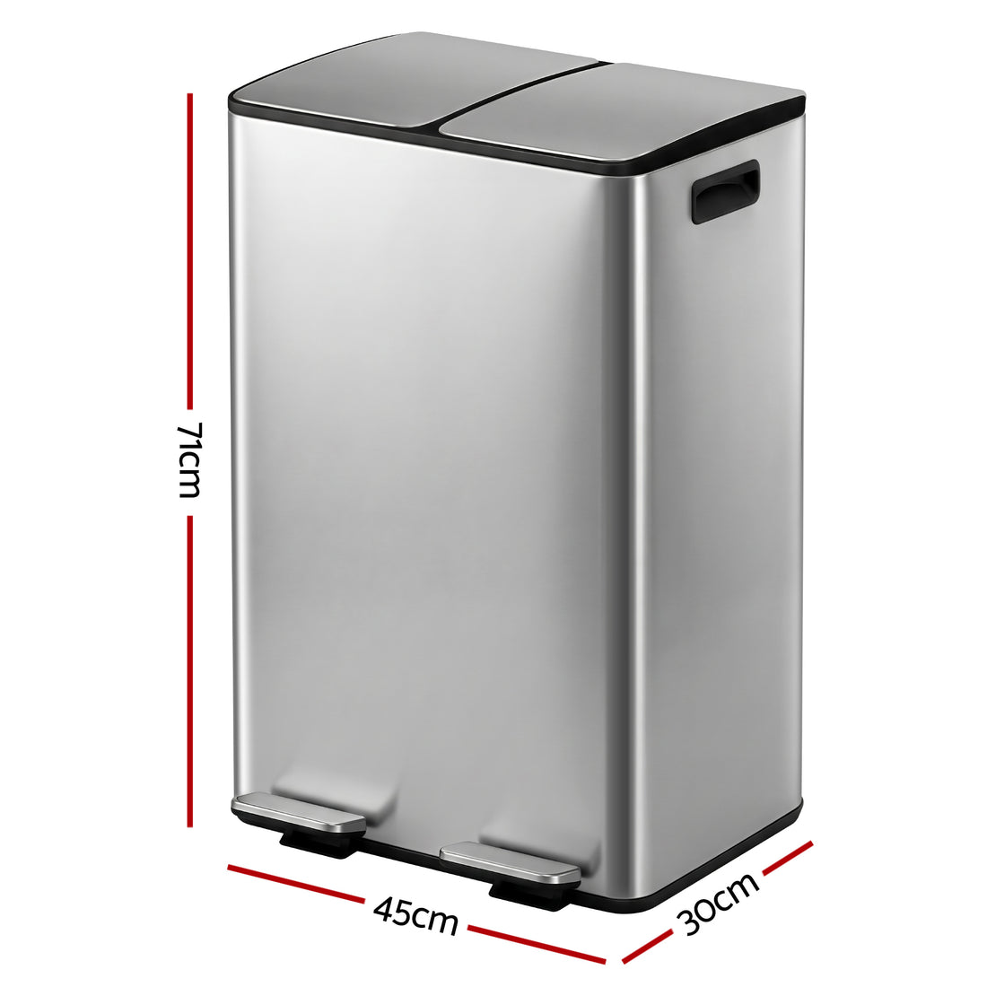 Cefito Dual Compartment Pedal Bin 60L Carbon Steel Silver