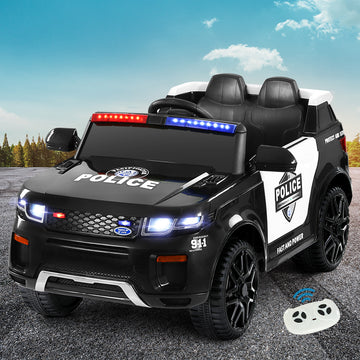 Rigo Police Ride On Car With Horn and Music Remote Control Black