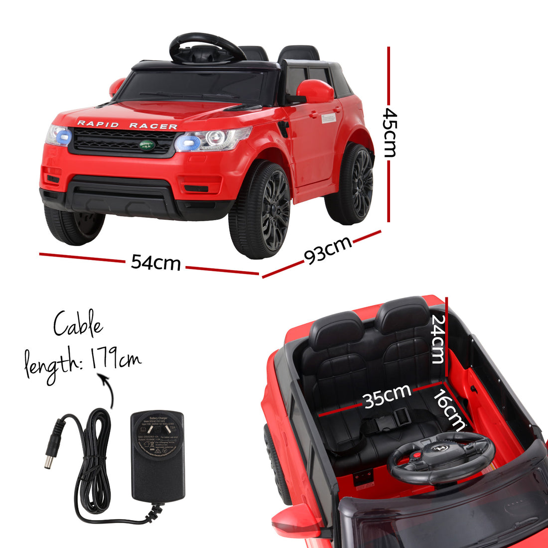 Rigo Range Rover Electric Ride On Car with Flashing Lights 6V Red
