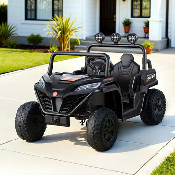 Rigo Electric Kids Ride On Car with Headlight Music Remote Black