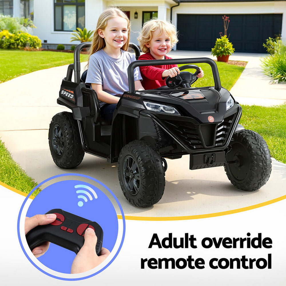 Rigo Electric Kids Ride On Car with Headlight Music Remote Black