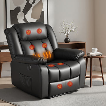 Artiss Massage Recliner Chair 160° Recline with 8-Point Vibration Black