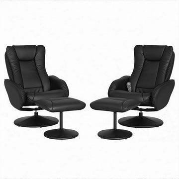 Artiss Heated Massage Recliner Chair with Ottoman PU Leather Black