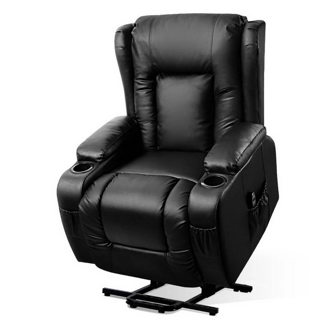 Artiss Massage Recliner Chair Heated with Lift Assist Black PU Leather