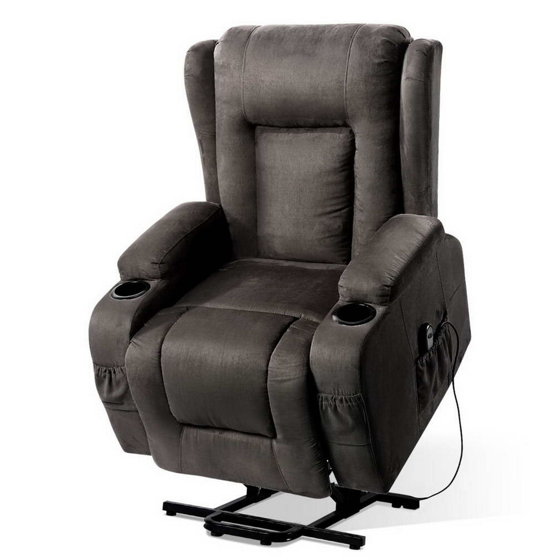 Artiss Velvet Massage Recliner Chair Heated with Lift Assist Grey