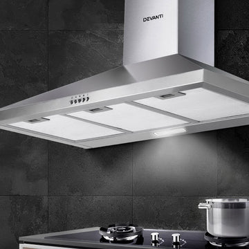 Devanti Range Hood 90cm Wall Mount Stainless Steel