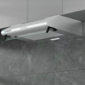 Devanti 60cm Range Hood Stainless Steel Glass Visor 180m3/h