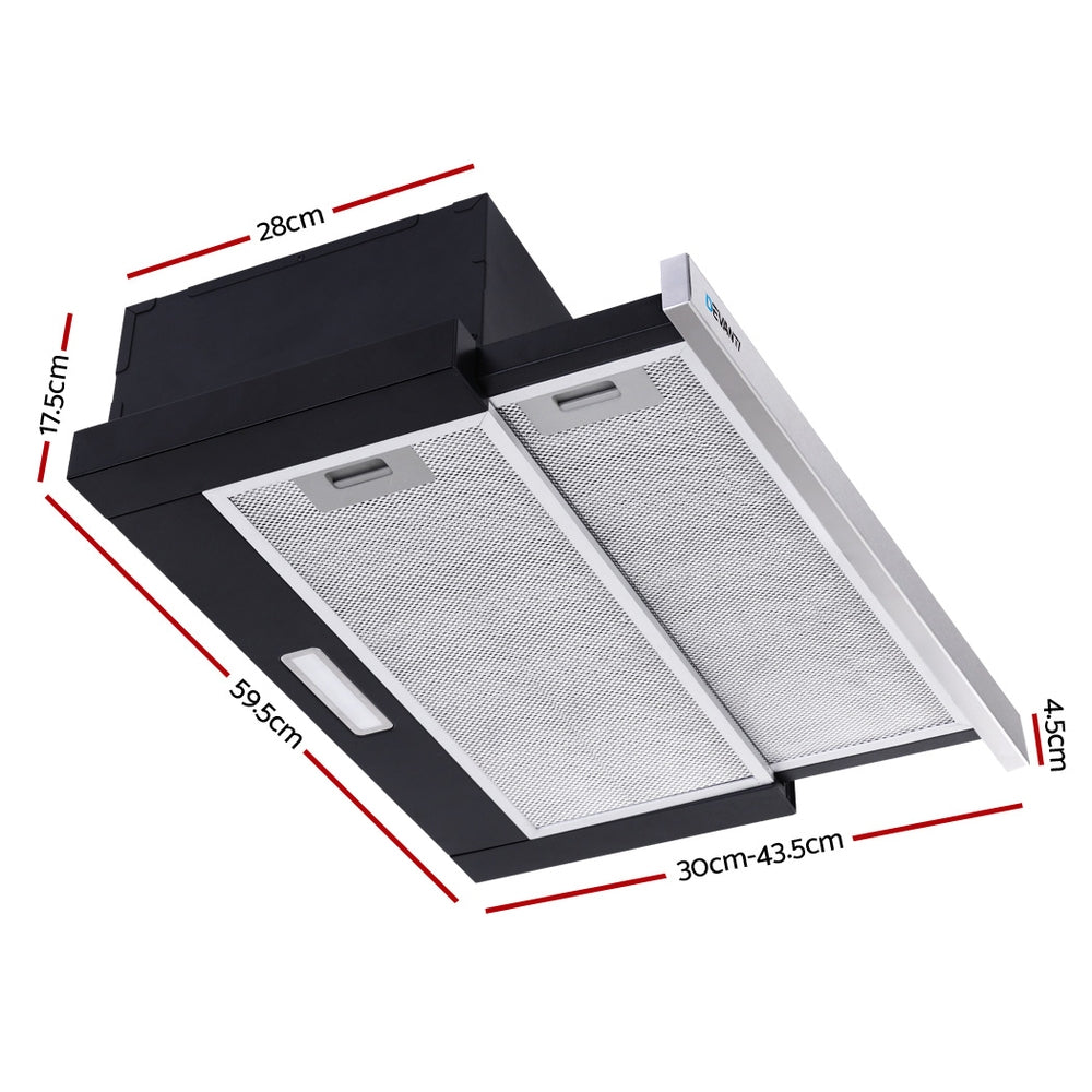Devanti Slide Out Rangehood 450m3h Auto On Off Black