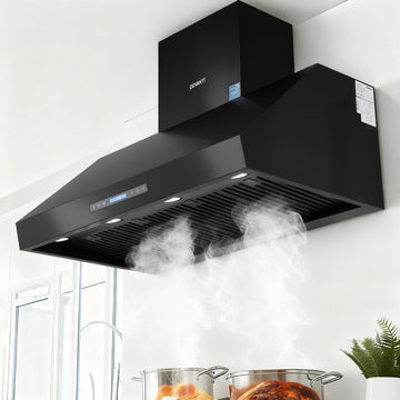 Devanti 1200mm Commercial Range Hood Dual Motor 2000m3/hr Black Stainless Steel