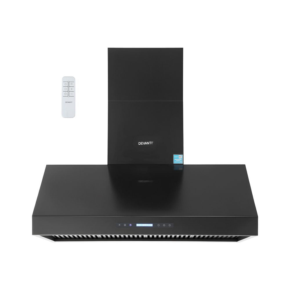 Devanti 1200mm Commercial Range Hood Dual Motor 2000m3/hr Black Stainless Steel