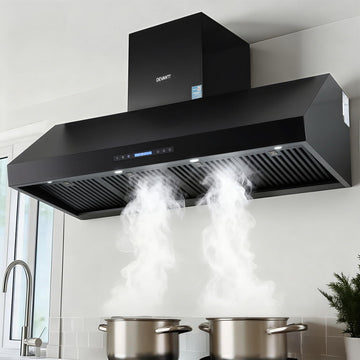 Devanti 1500mm Commercial Range Hood Dual Motor 2000m3/hr Black Stainless Steel