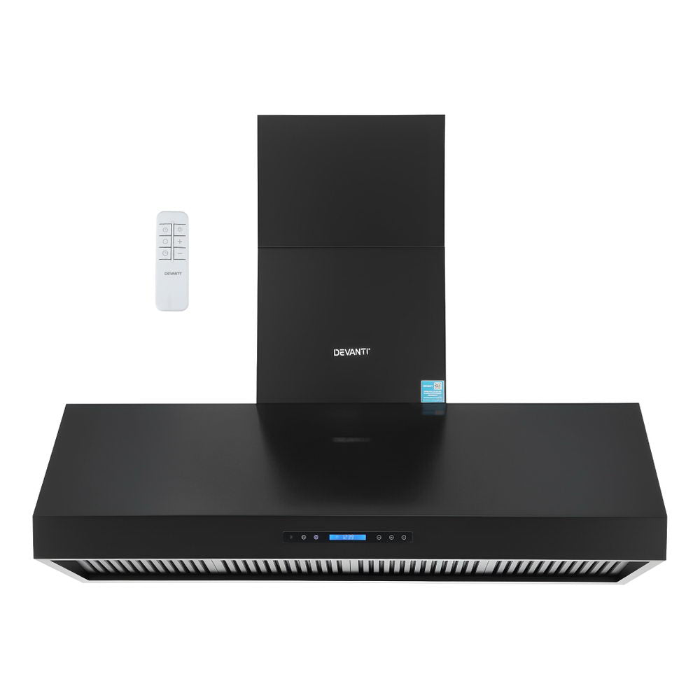 Devanti 1500mm Commercial Range Hood Dual Motor 2000m3/hr Black Stainless Steel