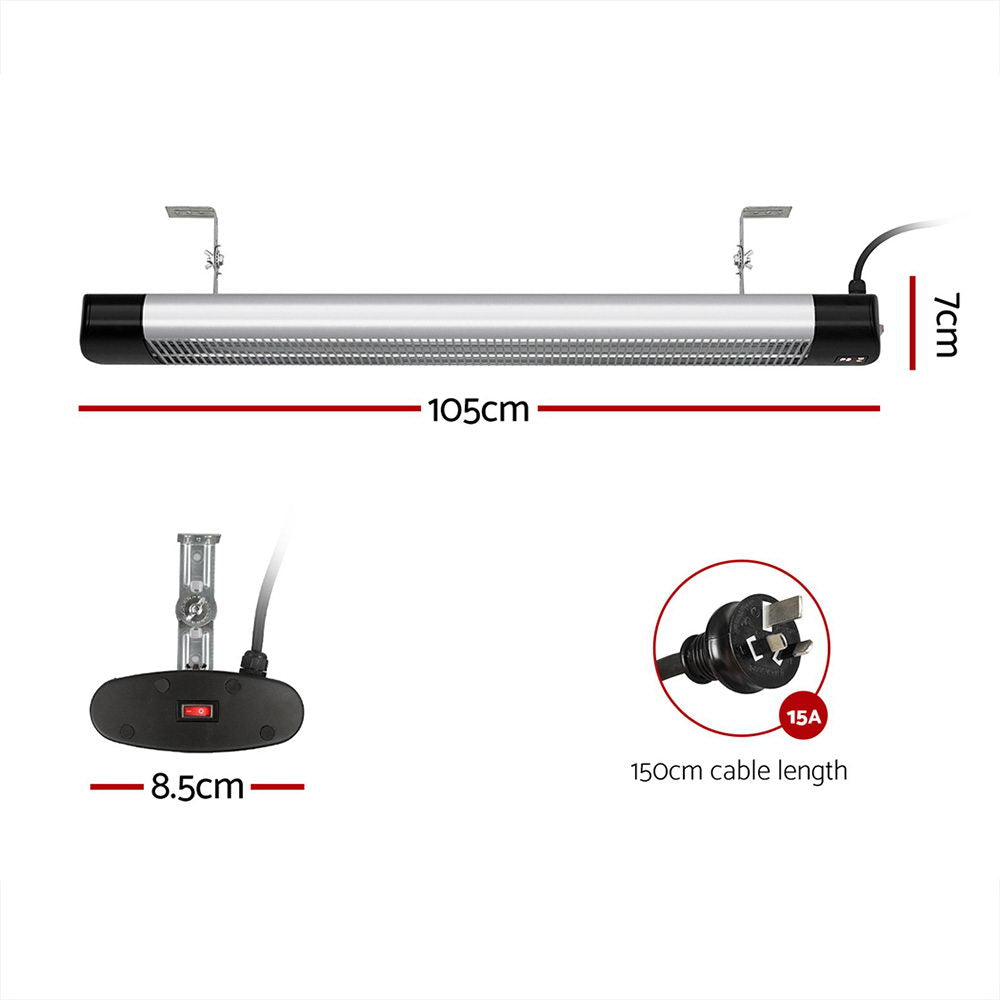Devanti Electric Radiant Strip Heater 3000W Wall Mountable