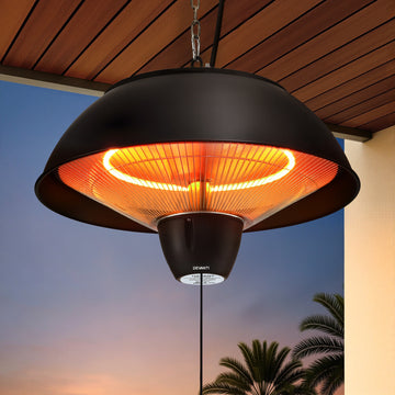 Devanti 1500W Patio Infrared Heater Hanging Ceiling Mount Black