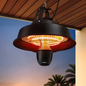 Devanti 2000W Patio Infrared Heater Ceiling Mount Remote Black