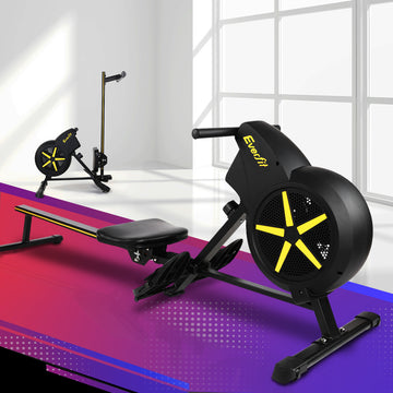 Everfit Air Rower Exercise Machine Home Gym Cardio Black